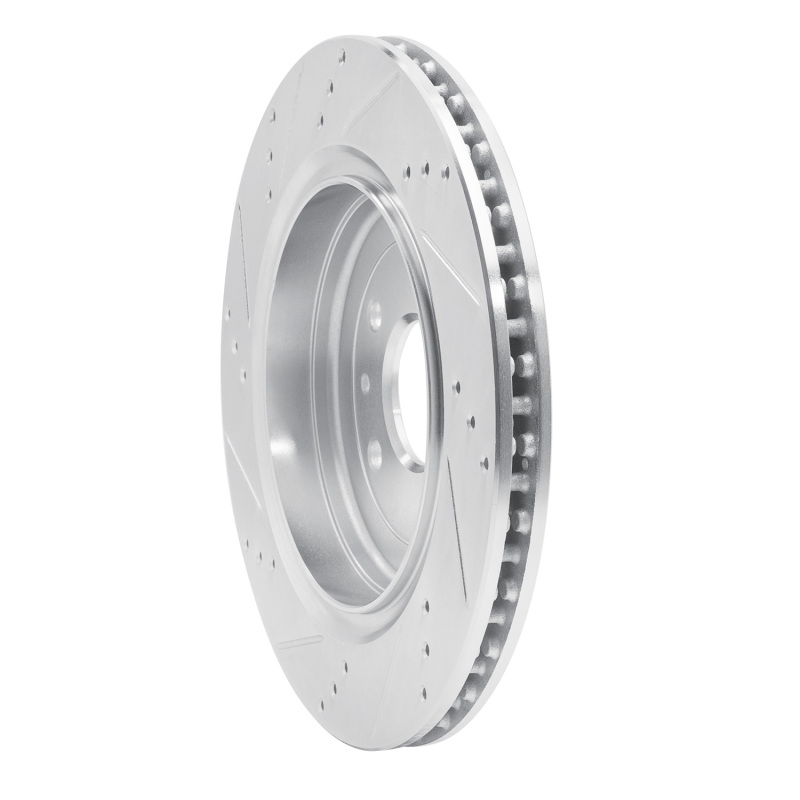 Chevrolet Corvette Brake Rotor (1) - Rear Right - R1 Concepts - Drilled & Slotted - Silver - `14-`19